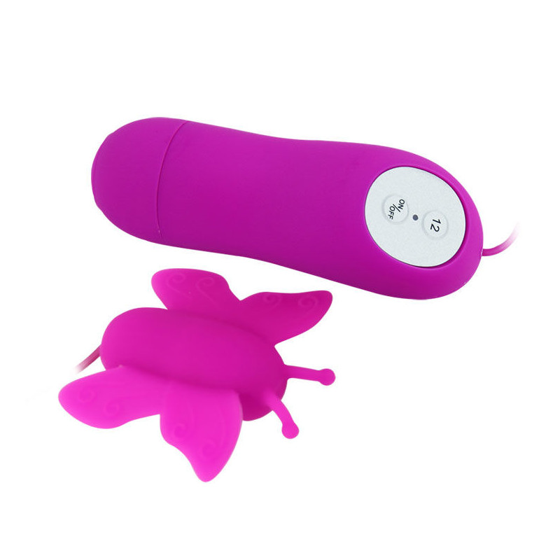 BAILE ESTIMULADOR DE CLITORIS MARIPOSA LOVE EGGS 12 VELOCIDADES LILA CONTROL REMOTO