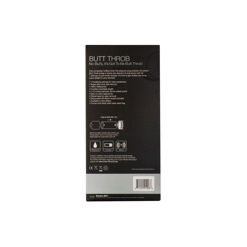 ROCKS OFF BUTT THROB ESTIMULADOR DEL PUNTO P 7 VELOCIDADES NEGRO