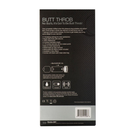 ROCKS OFF BUTT THROB ESTIMULADOR DEL PUNTO P 7 VELOCIDADES NEGRO
