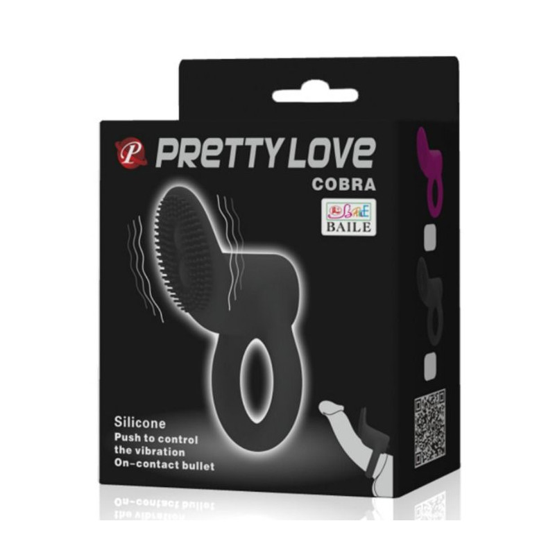 PRETTY LOVE COBRA ANILLO VIBRADOR COBRA NEGRO