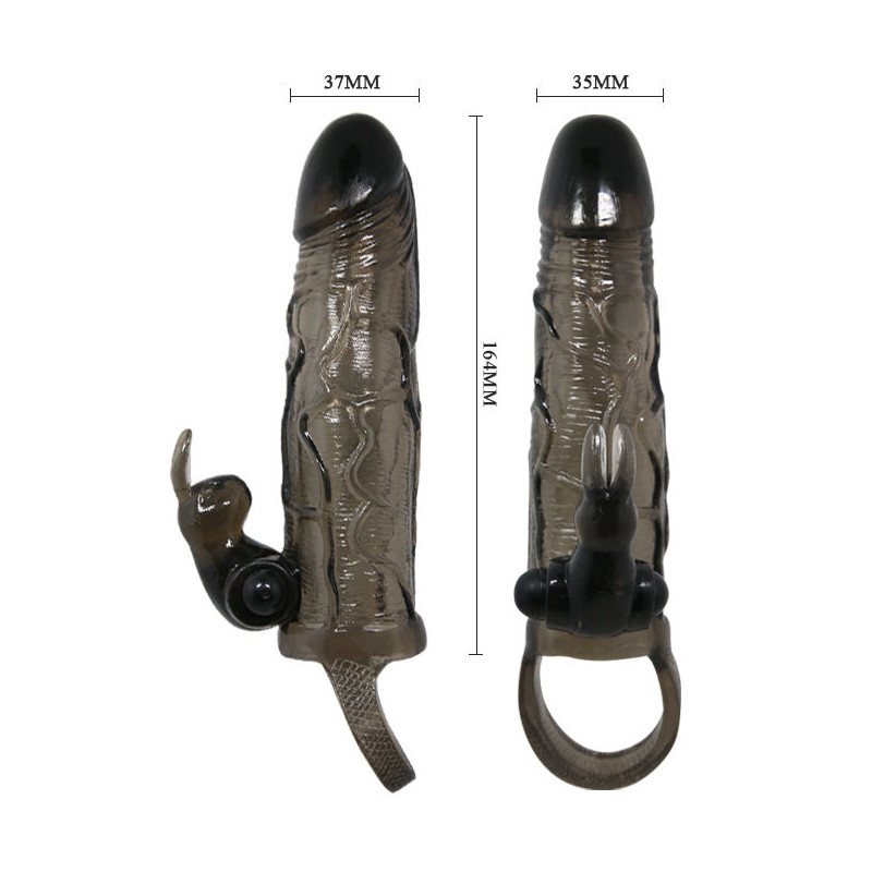 BAILE BRAVE MAN FUNDA REALISTICA PENE CON RABBIT 165 CM NEGRO