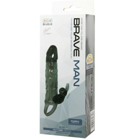 BAILE BRAVE MAN FUNDA REALISTICA PENE CON RABBIT 165 CM NEGRO