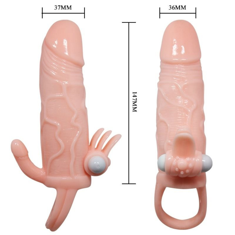 BAILE BRAVE MAN FUNDA PENE ANAL Y CLITORIS VIBRADOR 165 CM NATURAL