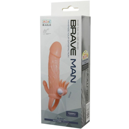 BAILE BRAVE MAN FUNDA PENE ANAL Y CLITORIS VIBRADOR 165 CM NATURAL