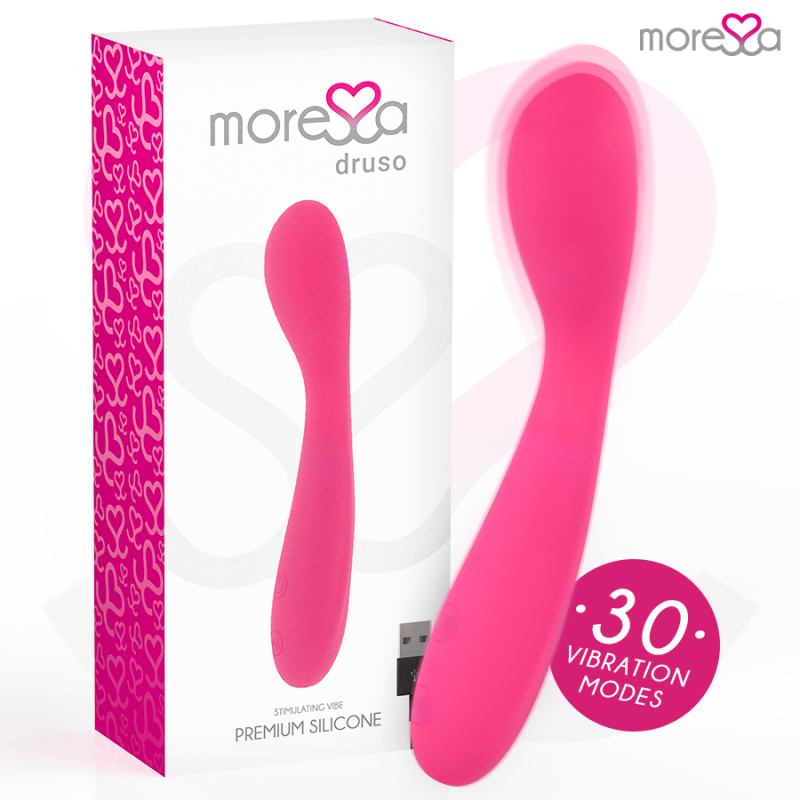 MORESSA DRUSO MASAJEADOR DUO PUNTO G Y SUERO PELVICO PREMIUM SILICONE RECARGABLE