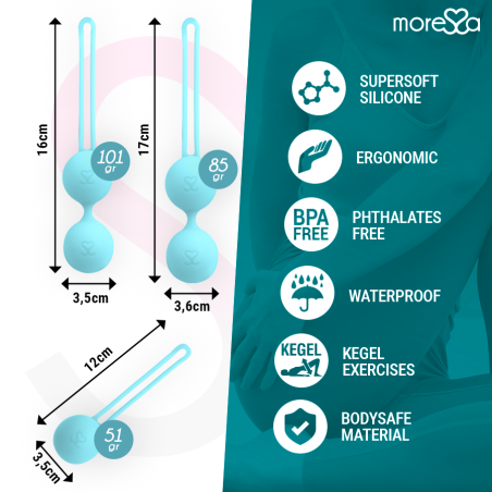 MORESSA OSIAN SET Osian One 51 Gr Osian Two 101 Gr Osian Three 85 gr PREMIUM SILICONA TURQUESA