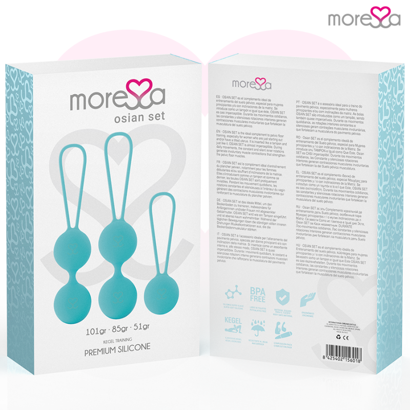 MORESSA OSIAN SET Osian One 51 Gr Osian Two 101 Gr Osian Three 85 gr PREMIUM SILICONA TURQUESA