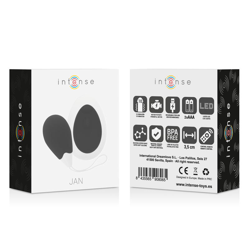 INTENSE JAN HUEVO VIBRADOR CONTROL REMOTO NEGRO