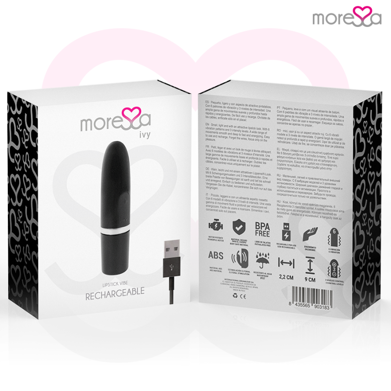 MORESSA IVY MASAJEADOR SIMULADOR LABIAL DE VIAJE NEGRO