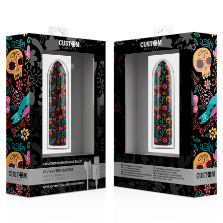 CUSTOM BULLETS BALA RECARGABLE SKULL 10 INTENSIDADES