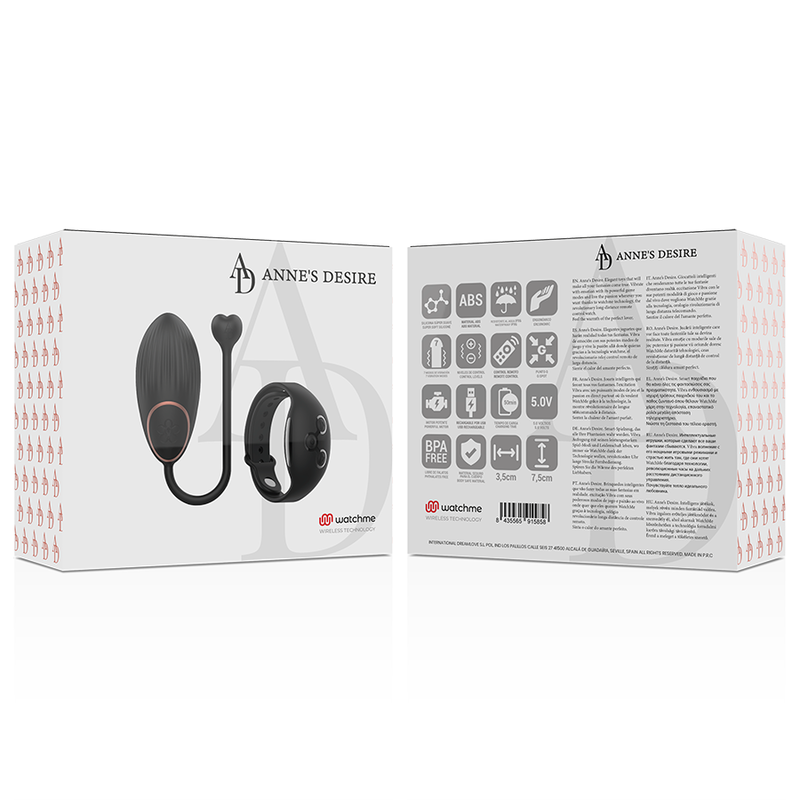 ANNE S DESIRE HUEVO CONTROL REMOTO TECNOLOGIA WATCHME NEGRO