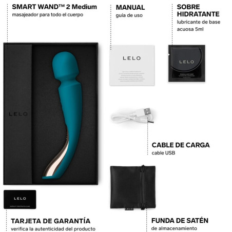LELO MASAJEADOR SMART MEDIUM WAND 2 VERDE AGUA
