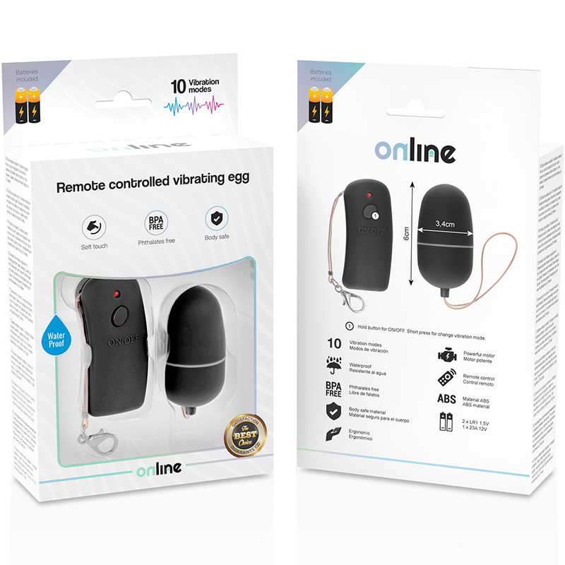 ONLINE HUEVO VIBRADOR CON MANDO CONTROL REMOTO NEGRO