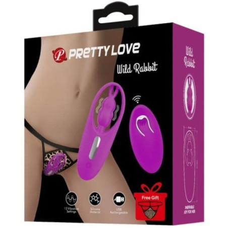 PRETTY LOVE WILD RABBIT ESTIMULADOR PARA BRAGUITA CON CONTROL REMOTO LILA