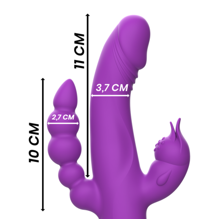 INTENSE CASANOVA VIBRADOR RABBIT SILICONA TRIPLE MOTOR MORADO