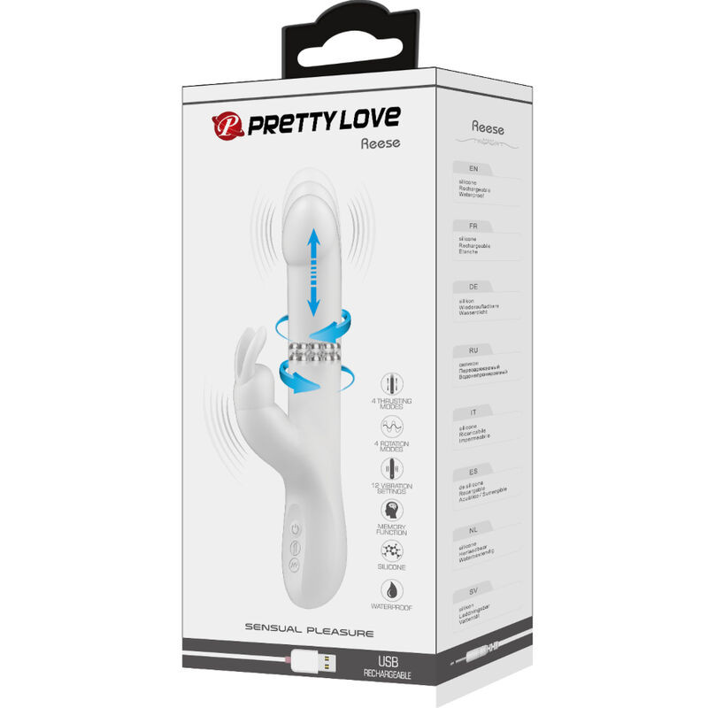 PRETTY LOVE REESE VIBRADOR CON ROTACION PLATEADO