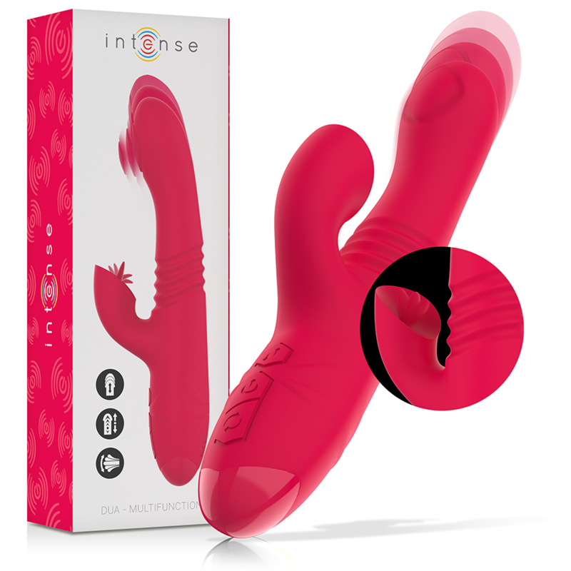 INTENSE DUA VIBRADOR MULTIFUNCION RECARGABLE UP DOWN CON LENGUA ROJO