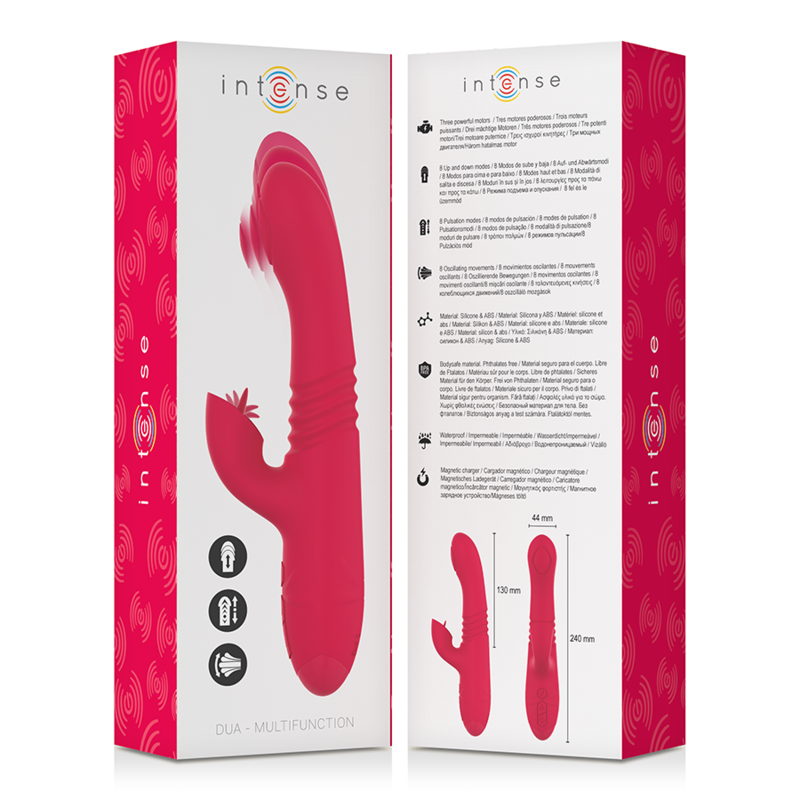 INTENSE DUA VIBRADOR MULTIFUNCION RECARGABLE UP DOWN CON LENGUA ROJO