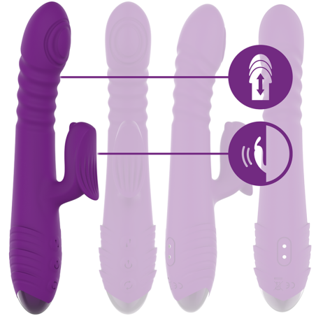 INTENSE IGGY VIBRADOR MULTIFUNCION RECARGABLE UP DOWN CON ESTIMULADOR DE CLITORIS MORADO
