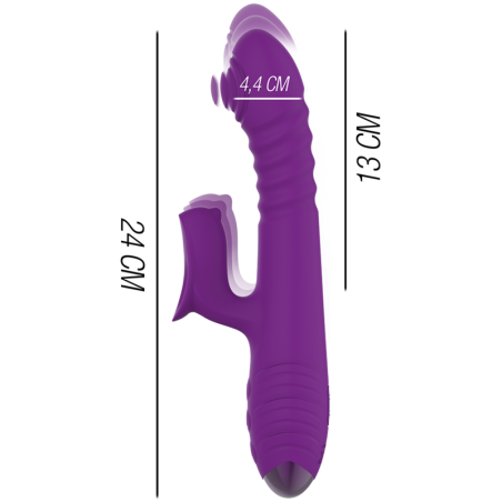 INTENSE IGGY VIBRADOR MULTIFUNCION RECARGABLE UP DOWN CON ESTIMULADOR DE CLITORIS MORADO