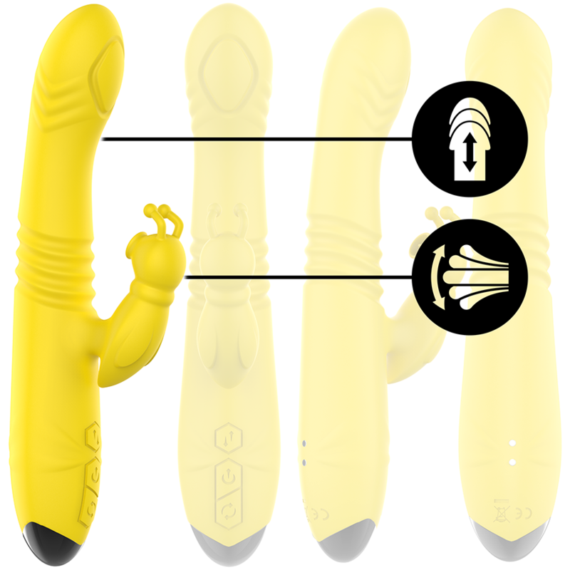 INTENSE TOKY VIBRADOR MULTIFUNCION RECARGABLE UP DOWN CON ESTIMULADOR DE CLITORIS AMARILLO