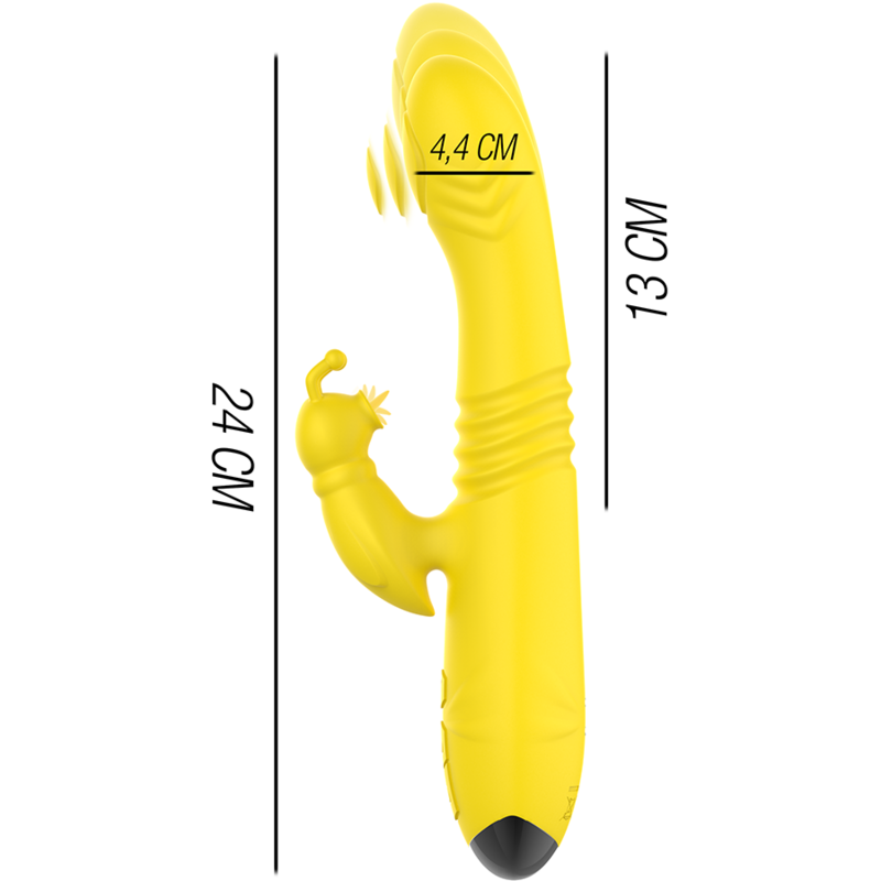 INTENSE TOKY VIBRADOR MULTIFUNCION RECARGABLE UP DOWN CON ESTIMULADOR DE CLITORIS AMARILLO