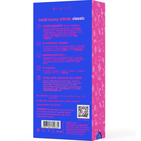 B SWISH BWILD BUNNY INFINITE CLASSIC VIBRADOR RECARGABLE SILICONA AZUL