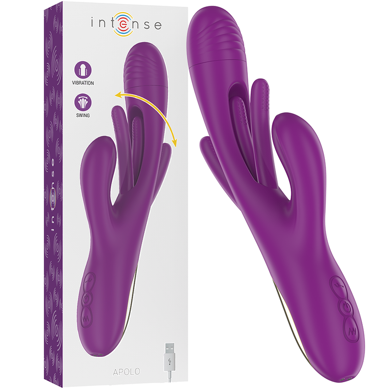 INTENSE APOLO VIBRADOR MULTIFUNCION RECARGABLE 7 VIBRACIONES CON LENGUA OSCILANTE MORADO