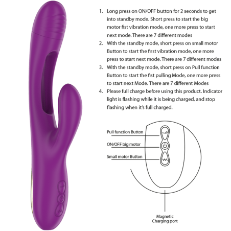 INTENSE APOLO VIBRADOR MULTIFUNCION RECARGABLE 7 VIBRACIONES CON LENGUA OSCILANTE MORADO