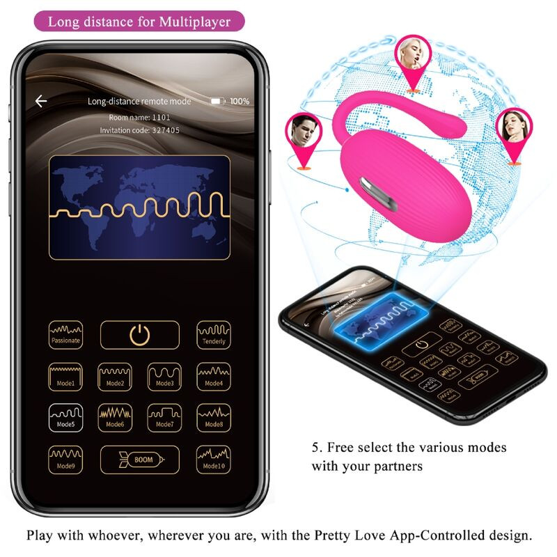 PRETTY LOVE DOREEN HUEVO VIBRADOR RECARGABLE MAGENTA CONTROL REMOTO