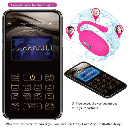 PRETTY LOVE DOREEN HUEVO VIBRADOR RECARGABLE MAGENTA CONTROL REMOTO