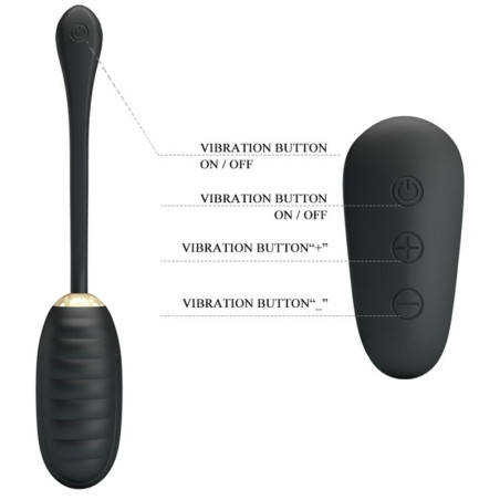 PRETTY LOVE DOREEN HUEVO VIBRADOR DE LUJO RECARGABLE NEGRO CONTROL REMOTO