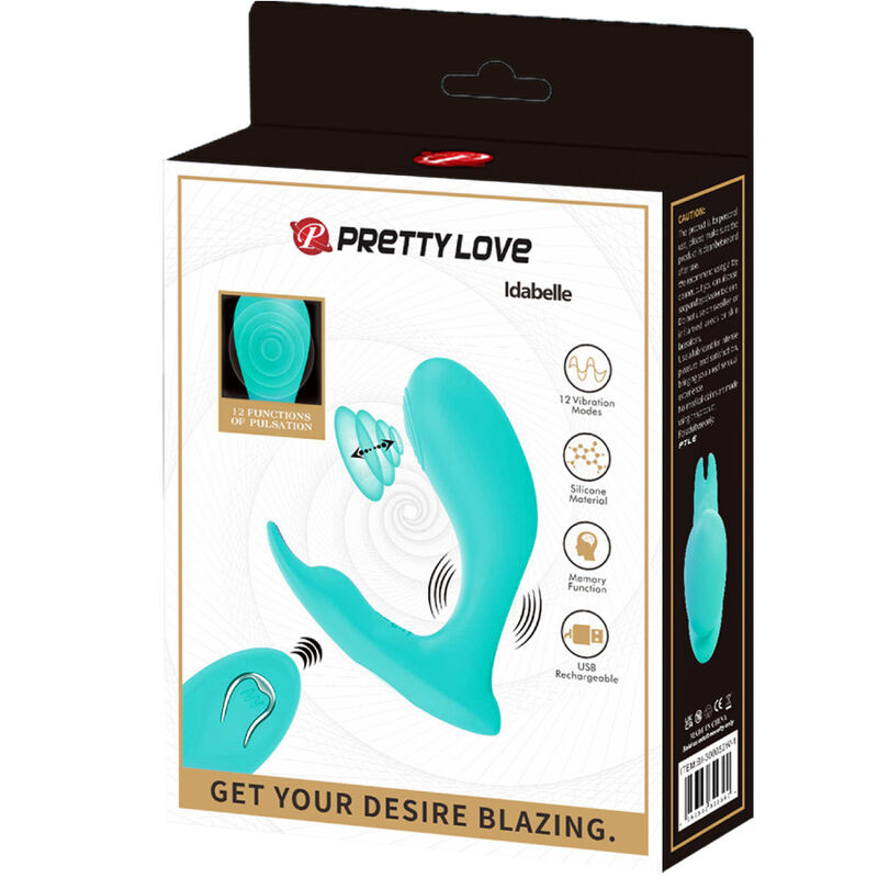 PRETTY LOVE IDABELLE VIBRATION PULSATION CONTROL REMOTO AZUL