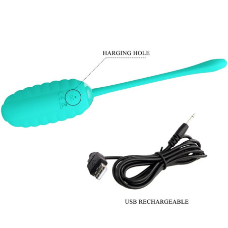 PRETTY LOVE KIRK HUEVO VIBRADOR RECARGABLE VERDE AGUA