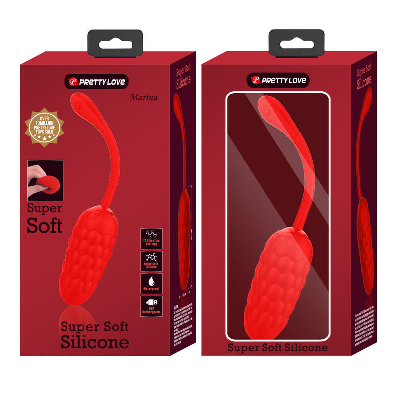 PRETTY LOVE HUEVO VIBRADOR CON TEXTURA MARINA RECARGABLE ROJO