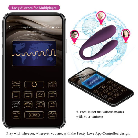 PRETTY LOVE AUGUST VIBRADOR DOBLE PLACER APP REMOTE