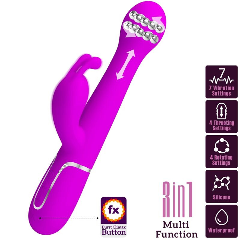 PRETTY LOVE DEJON VIBRADOR RABBIT 3 EN 1 MULTIFUNCION VIOLETA