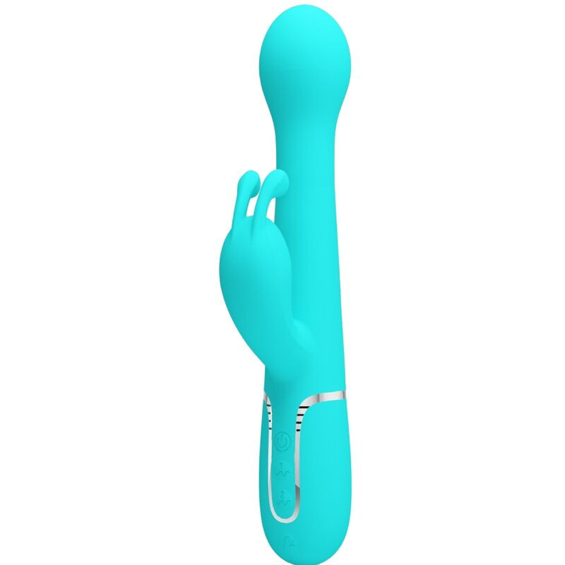 PRETTY LOVE DEJON VIBRADOR RABBIT 3 EN 1 MULTIFUNCION VERDE AGUA