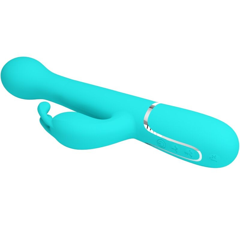 PRETTY LOVE DEJON VIBRADOR RABBIT 3 EN 1 MULTIFUNCION VERDE AGUA