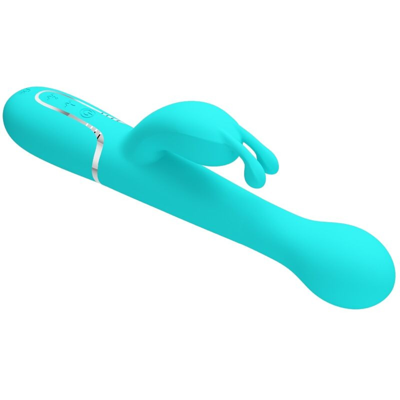 PRETTY LOVE DEJON VIBRADOR RABBIT 3 EN 1 MULTIFUNCION VERDE AGUA