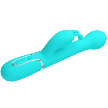 PRETTY LOVE DEJON VIBRADOR RABBIT 3 EN 1 MULTIFUNCION VERDE AGUA