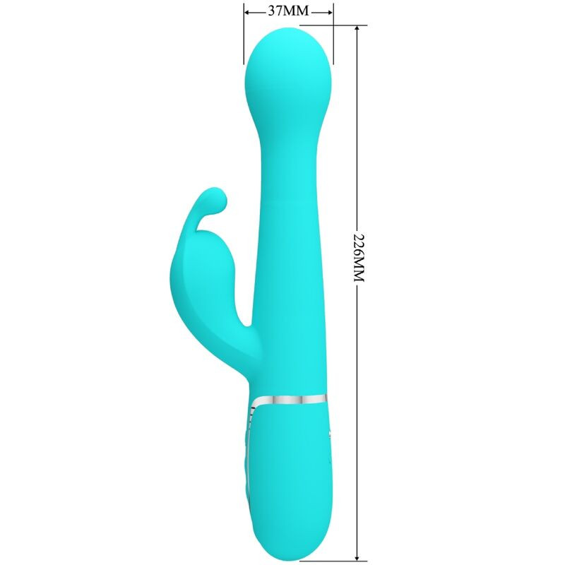 PRETTY LOVE DEJON VIBRADOR RABBIT 3 EN 1 MULTIFUNCION VERDE AGUA
