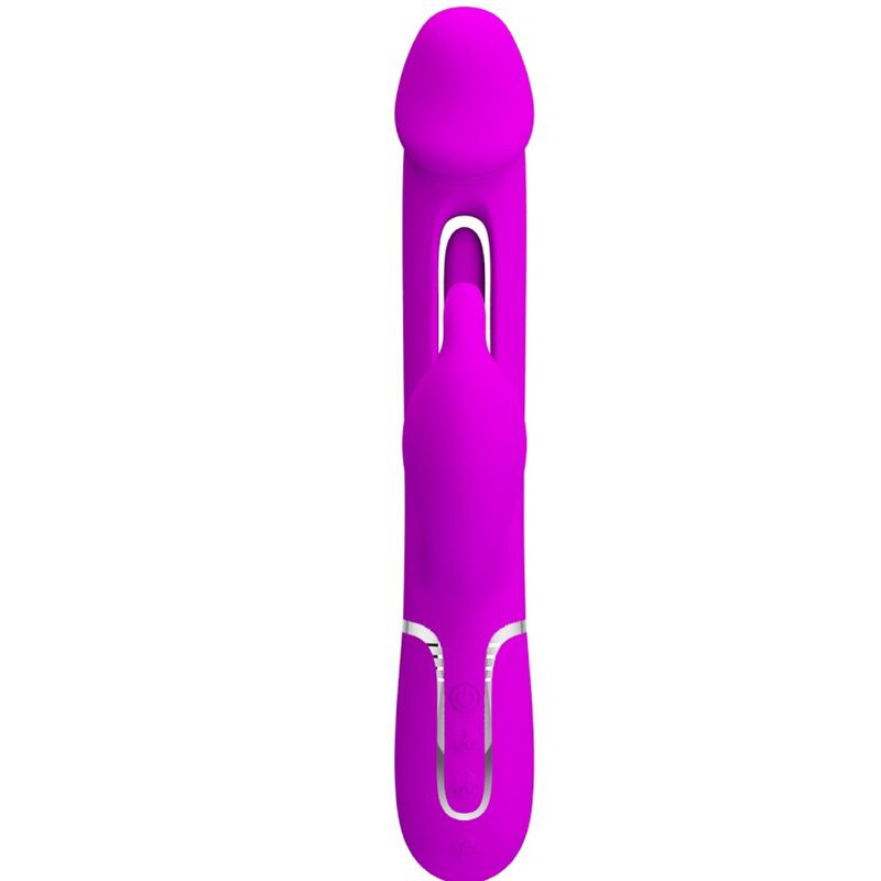 PRETTY LOVE KAMPAS VIBRADOR RABBIT 3 EN 1 MULTIFUNCION CON LENGUA FUCSIA
