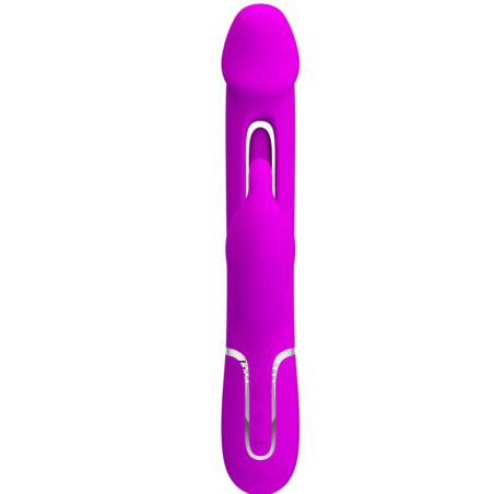 PRETTY LOVE KAMPAS VIBRADOR RABBIT 3 EN 1 MULTIFUNCION CON LENGUA FUCSIA