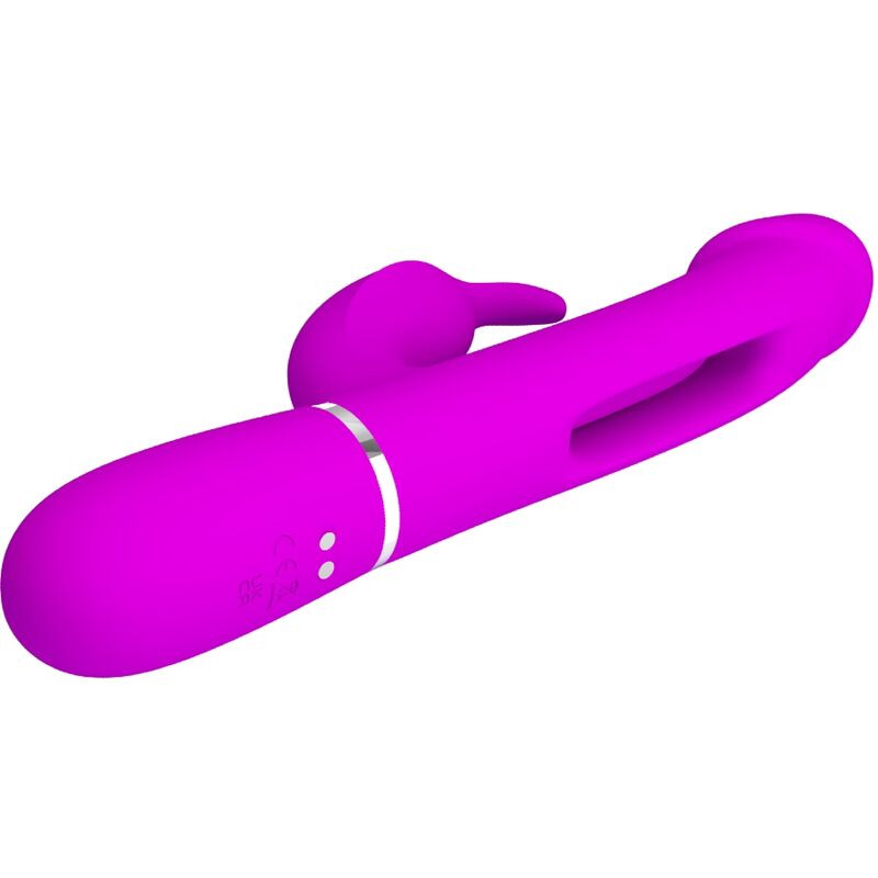 PRETTY LOVE KAMPAS VIBRADOR RABBIT 3 EN 1 MULTIFUNCION CON LENGUA FUCSIA