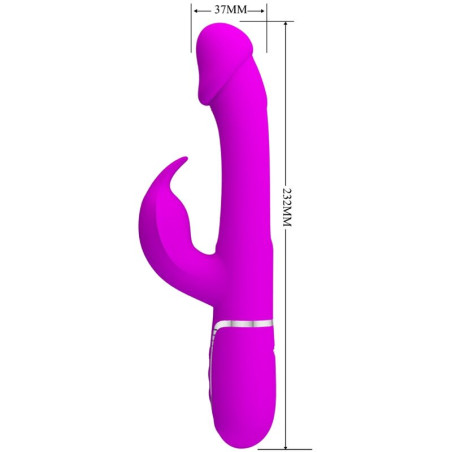 PRETTY LOVE KAMPAS VIBRADOR RABBIT 3 EN 1 MULTIFUNCION CON LENGUA FUCSIA