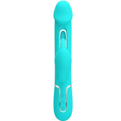 PRETTY LOVE KAMPAS VIBRADOR RABBIT 3 EN 1 MULTIFUNCION CON LENGUA VERDE AGUA 2