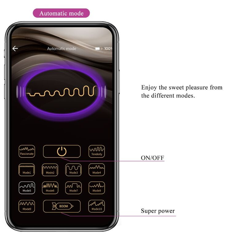 PRETTY LOVE NYMPH HUEVO VIBRADOR CONTROLADO POR APP LILA