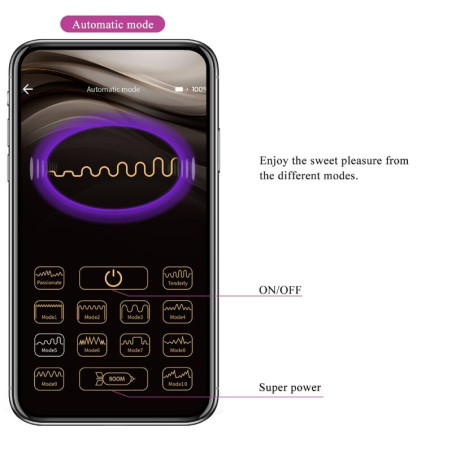 PRETTY LOVE NYMPH HUEVO VIBRADOR CONTROLADO POR APP LILA