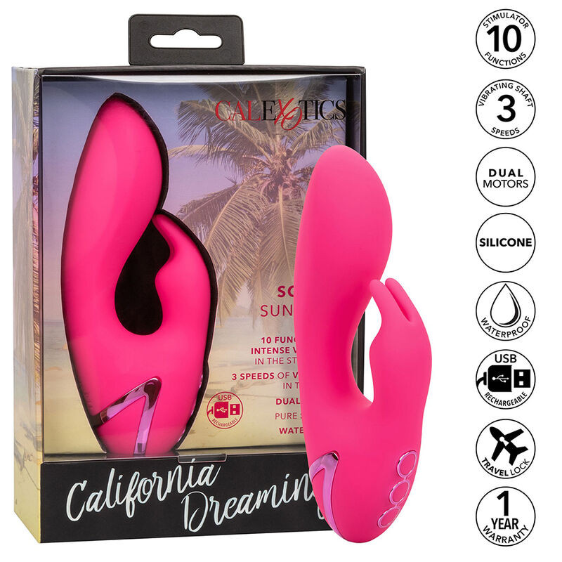 CALEXOTICS SO CAL SUSHINE VIBRATOR RABBIT FUCSIA BY CALIFORNIA DREAMING